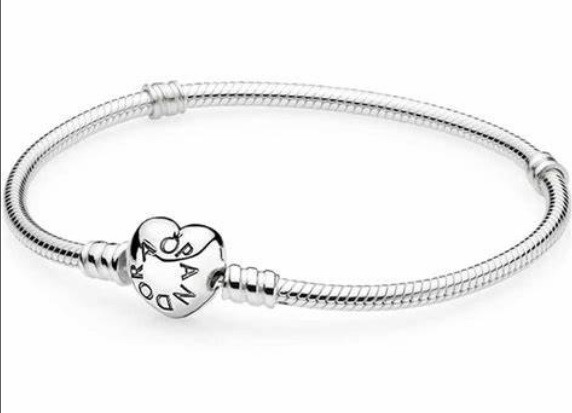 دستبند مفتولی توپر پاندورا با قفل قلب ساده