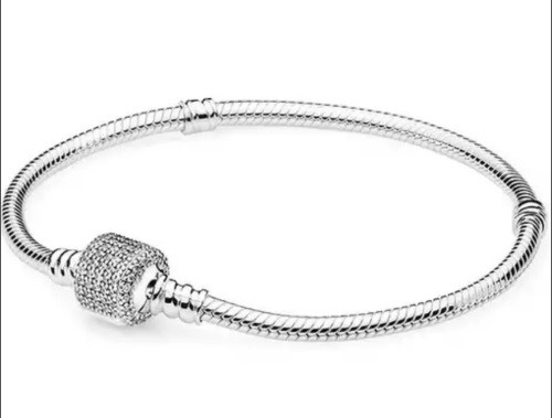 دستبند مفتولی توپر پاندورا با قفل تمام نگین