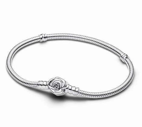 دستبند دقایق گل رز شکفته زنجیر ماری پاندورا