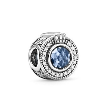 چارم مهرهای لوگو و تاج نگین آبی نقرهای پاندورا