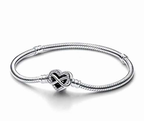 دستبند دقایق عشق ابدی زنجیر ماری نقرهای پاندورا