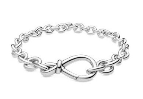 دستبند زنجیری ضخیم نماد ابدیت گرهدار نقرهای پاندورا